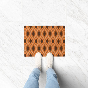 Mid century Orange and Brown Retro Ogee Pattern  Doormat