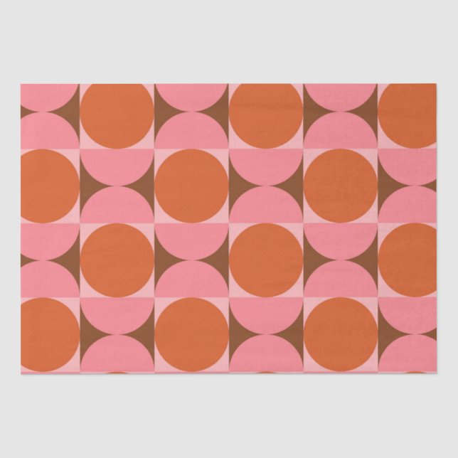 Mid century orange circles pink half circles  tissue paper (Front)