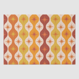 Mid Century Orange Mod Stars on ogee pattern   Tissue Paper