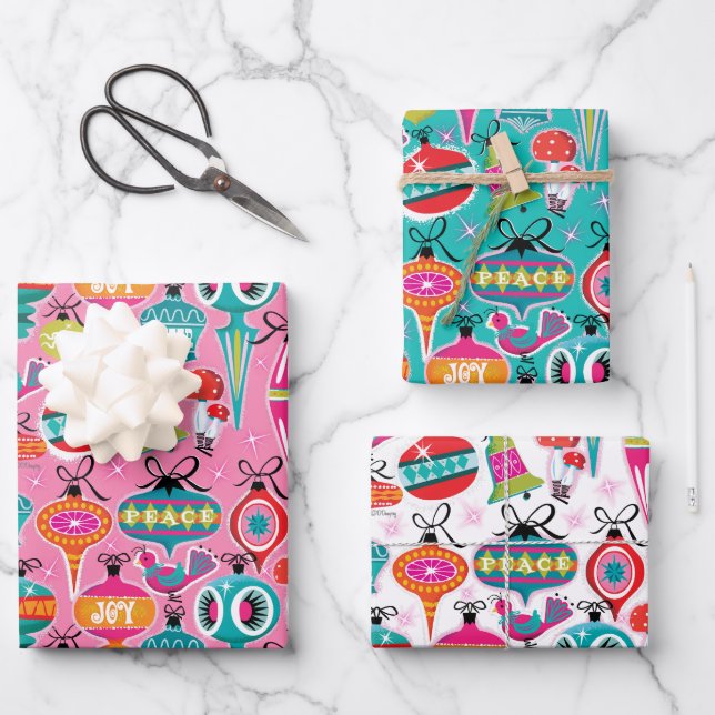 Mid-Century Ornaments Christmas Wrapping Paper (Front)