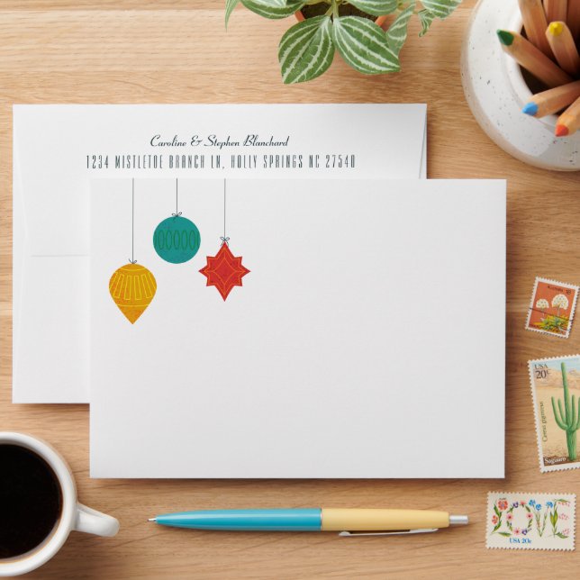 Mid Century Ornaments Envelope with Return Address (Desk)