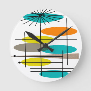 Mid-century Ovals 5 Round Clock