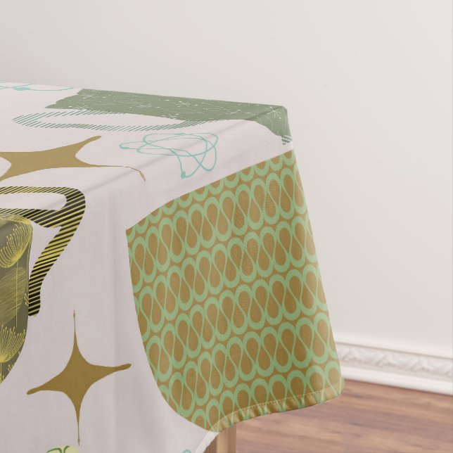 Mid Century Pastel Teacup Pattern Tablecloth (In Situ)