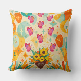 Mid‑Century Petalflight Throw Pillow