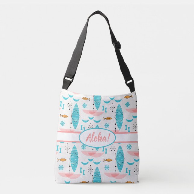 Mid Century Pink Catamaran Crossbody Bag (Front)