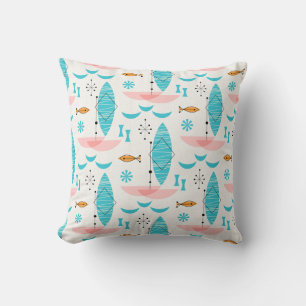 Mid Century Pink Catamaran Throw Pillow
