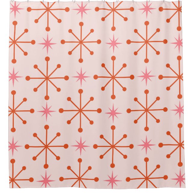 Mid Century Pink Orange Atomic Starbursts Pattern  (Front)