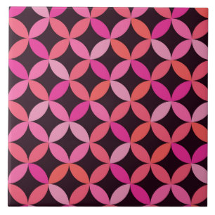 Mid Century  Pink , red and coral circles  Tile