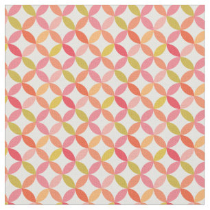 Mid century pink red orange Circles Pattern  Fabric
