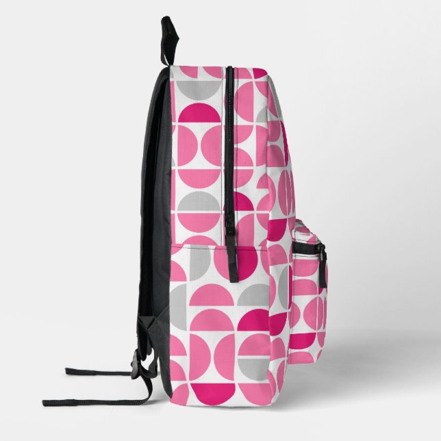 Mid Century Pink Tiles Printed Backpack (Left)