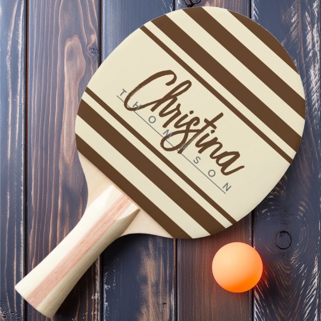 Mid-Century Polo Banner Deep Forest Brown Name  Ping Pong Paddle (Creator Uploaded)