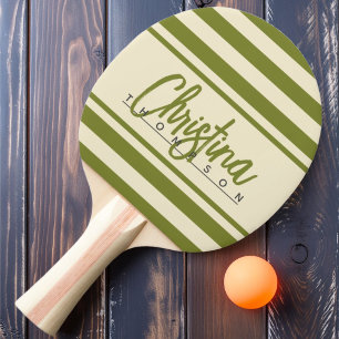 Mid-Century Polo Banner Willow Green Painted Name Ping Pong Paddle
