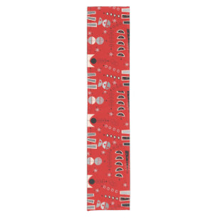 Mid-Century Red Abstract Short Table Runner