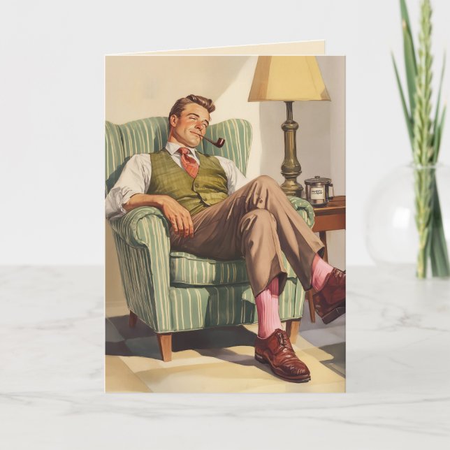 Mid-Century Relaxation: A Gentleman’s Repose Invitation (Front)