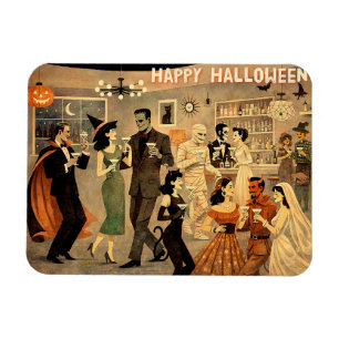Mid Century Retro 40s Halloween Martini Party Magnet
