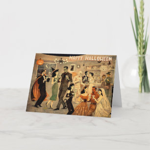 Mid Century Retro 40s Halloween Martini Party Thank You Card