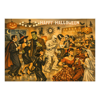 Mid Century Retro 50s Halloween Martini Party Photo Print
