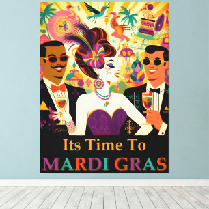 Mid Century Retro 60s Mardi Gras Cocktail Party Canvas Print