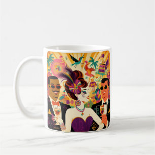 Mid Century Retro 60s Mardi Gras Cocktail Party Coffee Mug