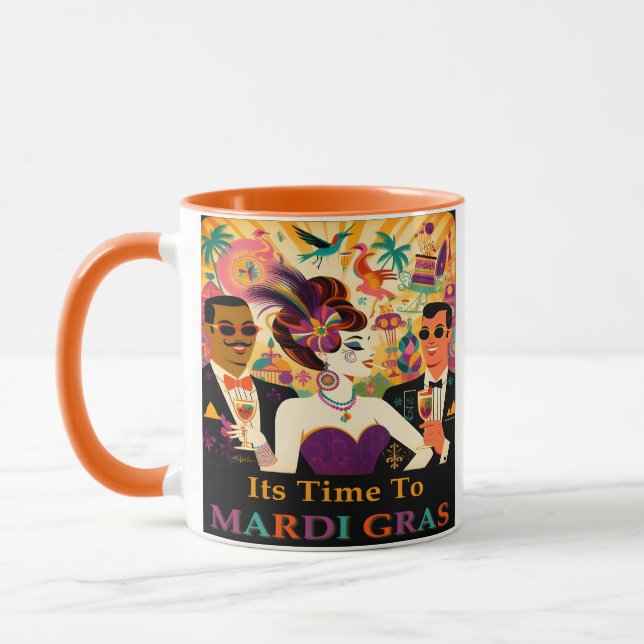 Mid Century Retro 60s Mardi Gras Cocktail Party Mug (Left)