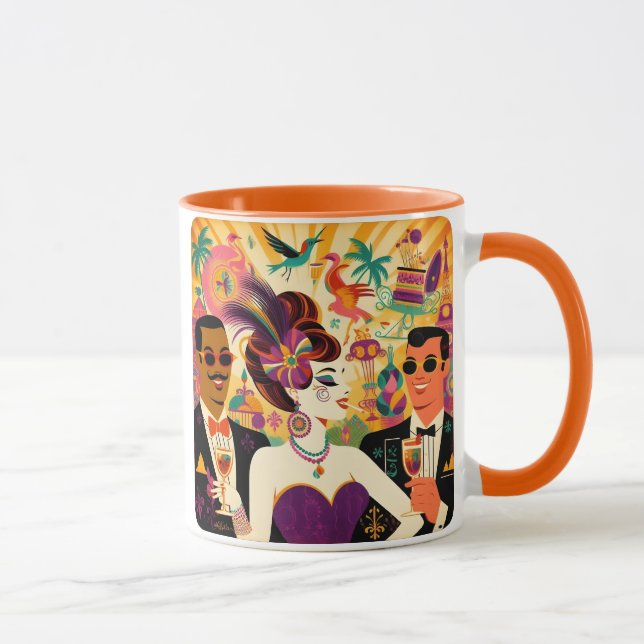 Mid Century Retro 60s Mardi Gras Cocktail Party Mug (Right)