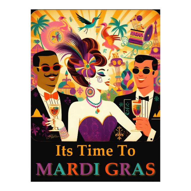 Mid Century Retro 60s Mardi Gras Cocktail Party Photo Print (Front)
