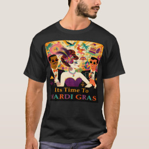 Mid Century Retro 60s Mardi Gras Cocktail Party T-Shirt