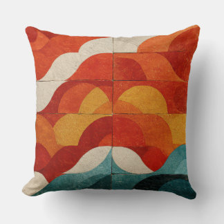 Mid-Century Retro Arch Tile Throw Pillow
