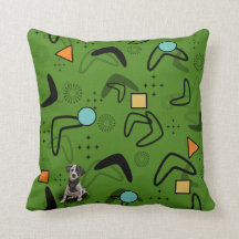 Mid Century Retro Boomerang Pillow with Dalmatian