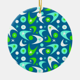 Mid Century Retro Boomerangs Ceramic Ornament