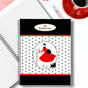 Mid Century Retro-chic Lady And Scottie Dog Notebook