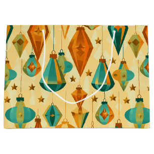 Mid Century Retro Christmas Atomic Star Ornament Large Gift Bag