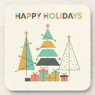 Mid-Century Retro Christmas Trees Coaster