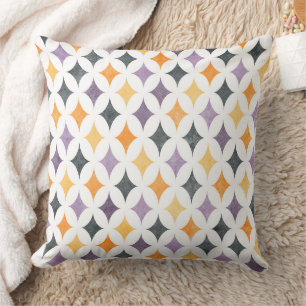 Mid-Century Retro Diamond Lattice Pattern Throw Pillow