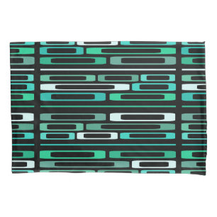 Mid Century Retro Flat Rocks Black Turquoise Pillowcase