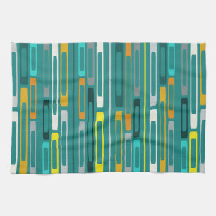 Mid Century Retro Flat Rocks Turquoise Kitchen Towel