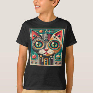 Mid Century Retro Futuristic Circuit Cat T-Shirt