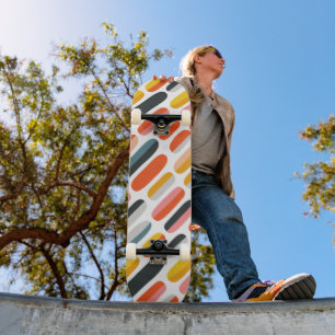 Mid Century Retro Geometric Abstract Pattern Skateboard