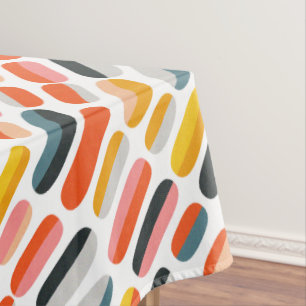 Mid Century Retro Geometric Abstract Pattern Tablecloth