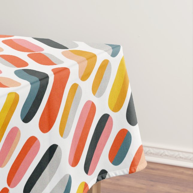Mid Century Retro Geometric Abstract Pattern Tablecloth (In Situ)