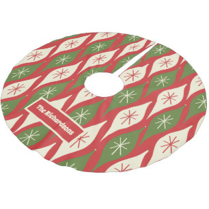 Mid-Century Retro Ornaments Pattern Personalized Brushed Polyester Tree Skirt