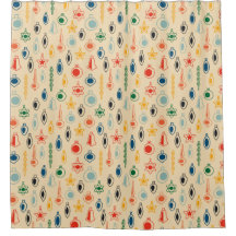 Mid Century Retro Pattern with Christmas Tree Toys