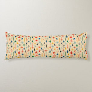 Mid Century Retro Pattern with Christmas Tree Toys Body Pillow