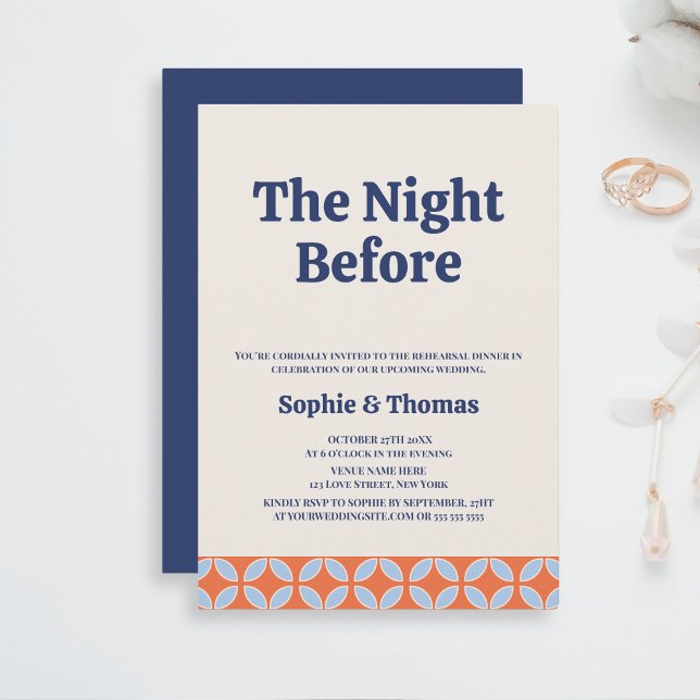 Mid Century Retro Rehearsal Dinner Invitation (The Night Before Rehearsal Dinner Invitation)