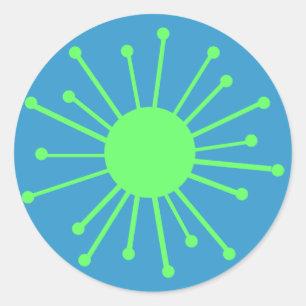 Mid Century Retro Starburst Classic Round Sticker