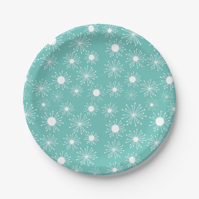 Mid Century Retro Starburst Paper Plate (Front)