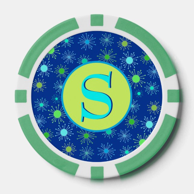 Mid Century Retro Starburst Poker Chips (Front)