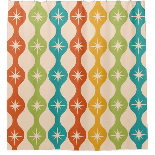 Mid Century Retro Starbursts on ogee pattern    (Front)