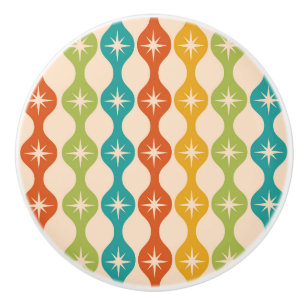 Mid Century Retro Starbursts on ogee pattern    Ceramic Knob