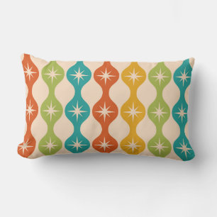 Mid Century Retro Starbursts on ogee pattern  Lumbar Pillow